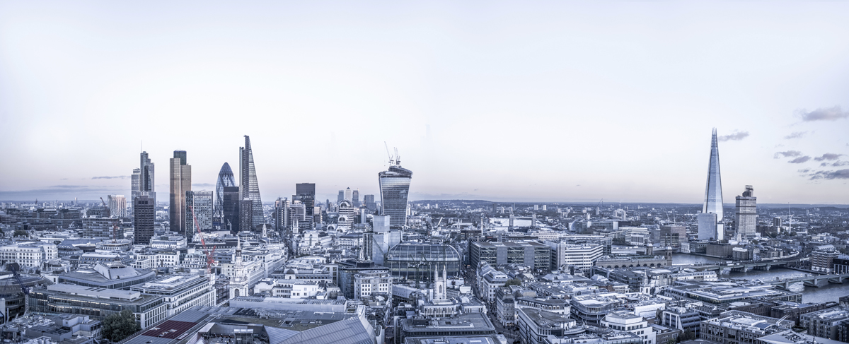 Panoramic image of the Financial districts of London